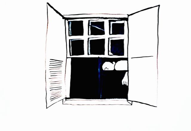 'window', 1991, acryl on paper, Helena Kaori Maeda