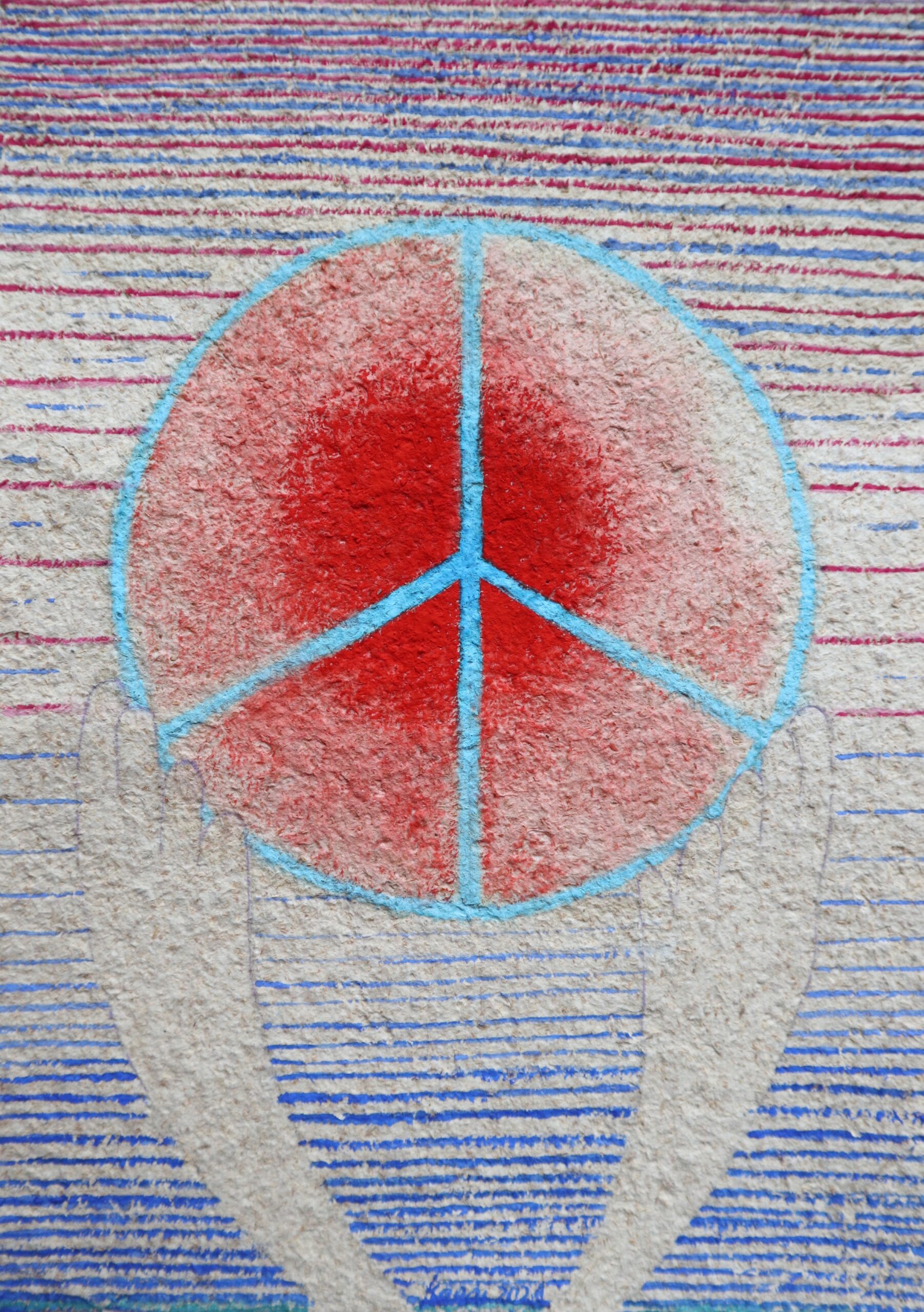 Peace on hands, 2024, painting on paper, Helena Kaori Maeda
